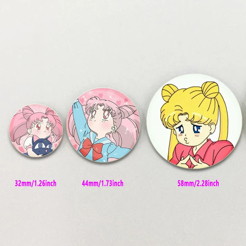 Figura di cartone animato Tsukino Usagi Chibiusa Ami Rei Makoto Distintivo Cute Anime Sailor Moon Spille Spilla Giacca Jeans Spilla Regalo