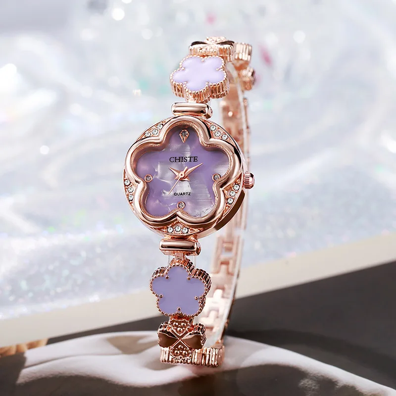 Flower shaped new women's watch, women's bracelet watch, niche fashion high-end watch, ins wind explosive quartz watch