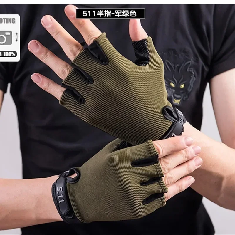 Anti-Slip Fingerless gloves Men Half Finger Fishing Hunting Cycling Gloves Outdoor Tactical Sport Equipment Camping Gloves