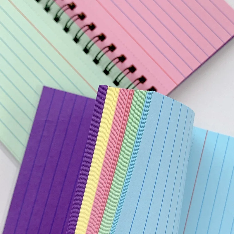 1PC Simple horizontal lines colorful tearable coil book index card small book creative note book