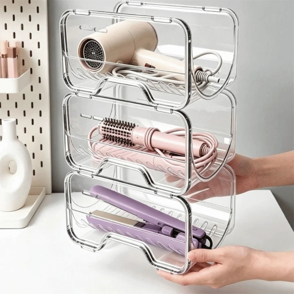 Stackable Curling Iron Storage Rack Transparent Plastic Bathroom Storage Box Space-saving Thickened Bottle Storage  JJ2143LH