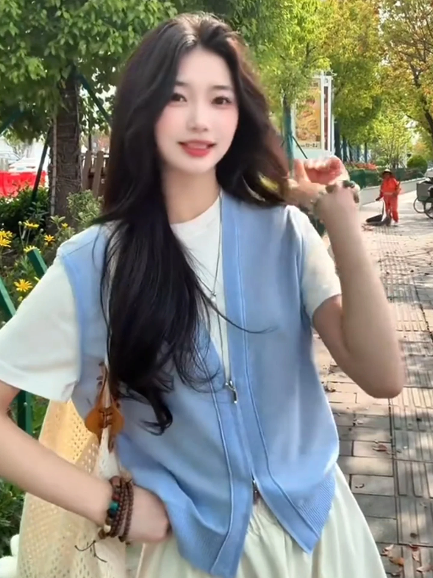 

Comfortable Commute ort Sve Knitted Top Casual Unique Trendy Korean Sle round Ne Zipper Straight Fit Silk Blend