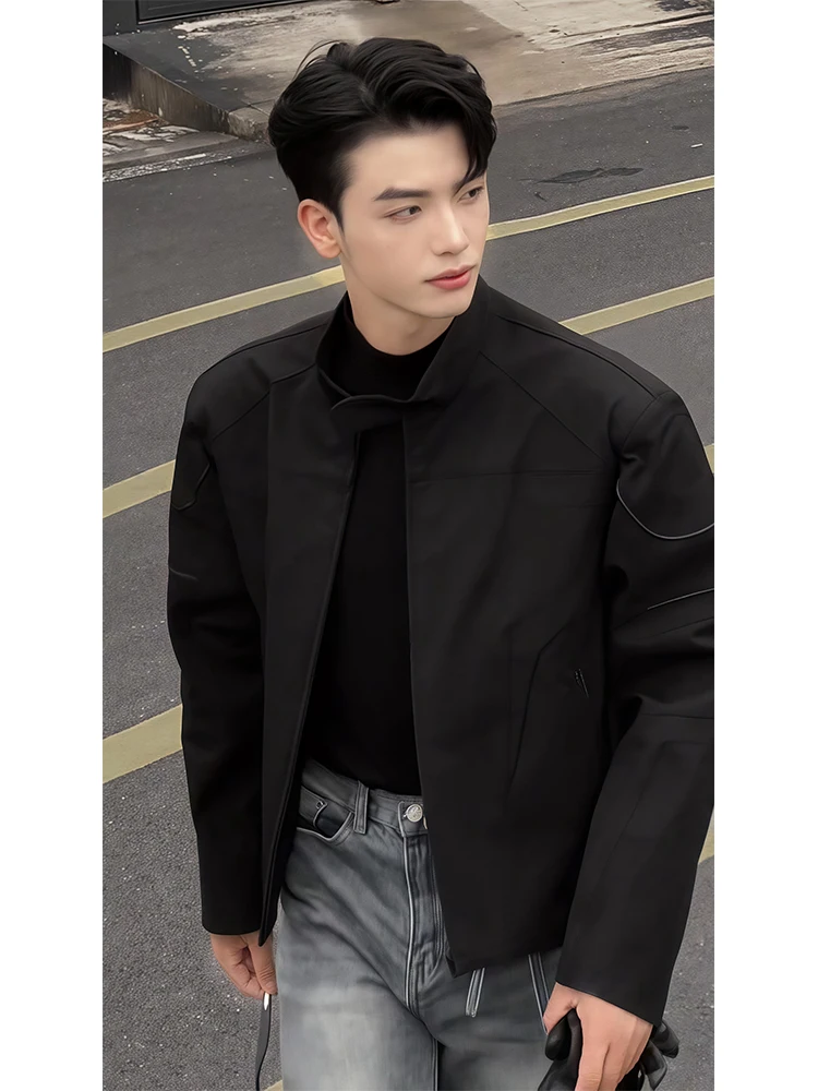 

Briti Sle ort Flight Jaet Spring Autumn Stand Collar Baseball Coat Youth Trendy Polyester Fiber Windproof Zipper Closure