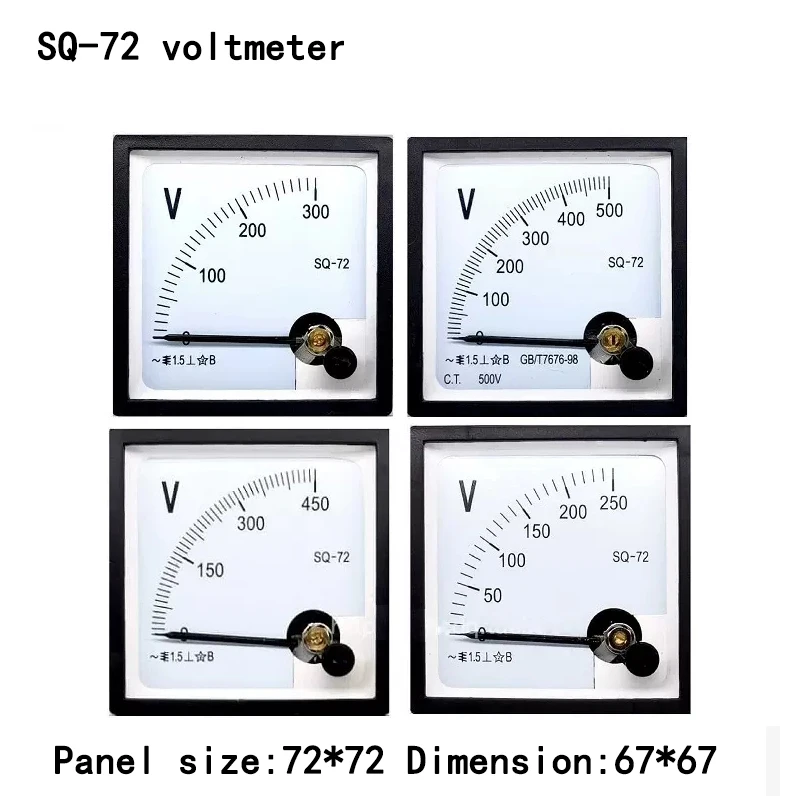 AC voltmeter SQ-72 AC250V 300V 450V 500V 600V 750V 1000V pointer voltmeter 72*72mm