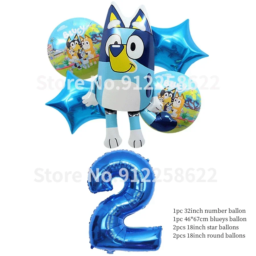 Bluey Balloon Aluminum Film Large Number Balloon Cartoon Bingo Bluey Dog Birthday Party Decoration Layout Background Photo Prop