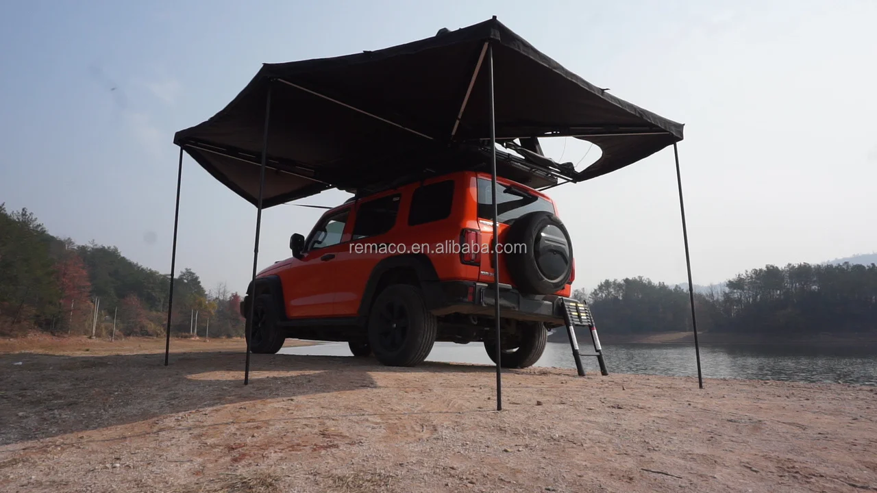 Remaco Overlanding Camping Vehicle Side 360 Degrees 4X4 Free Standing Legless 600D Oxford 270 Degree Extended Car Awning Plus
