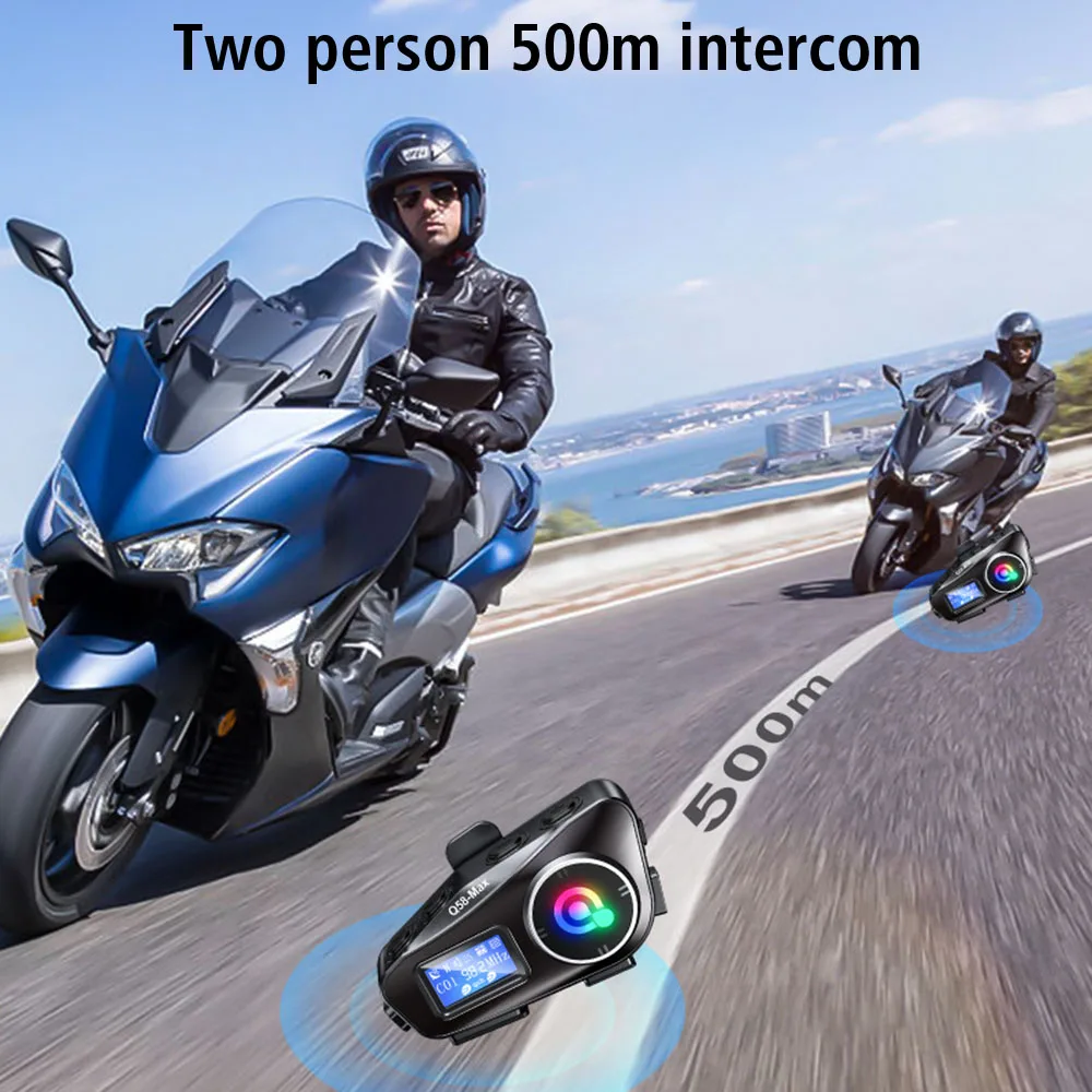 Motorcycle Helmet Headset Wireless Intercom LCD Screen Waterproof Multi-Scene Mixed Music Sharing Dual Core