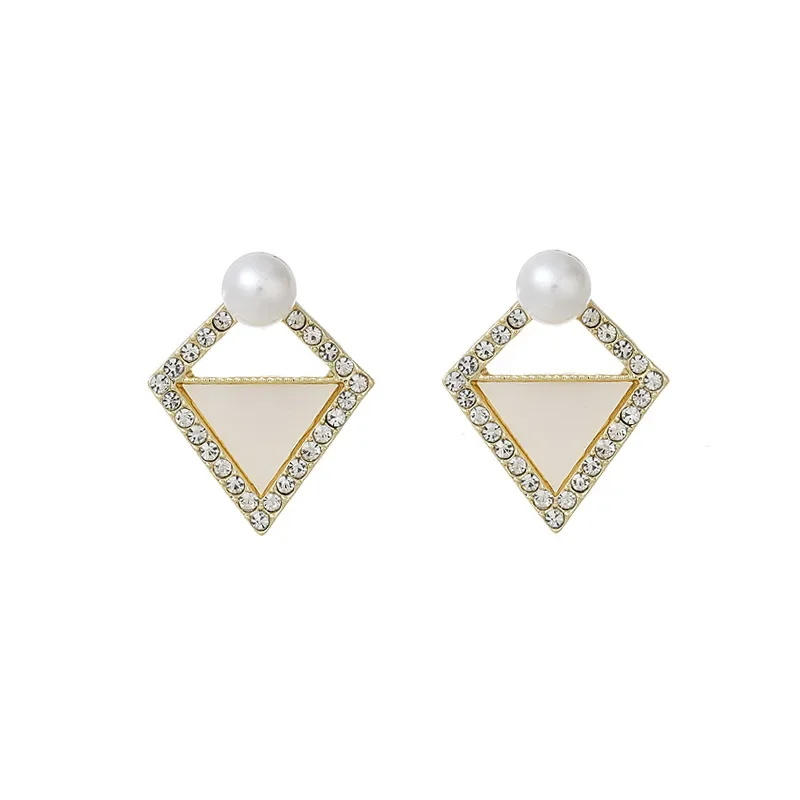 المعين كامل كريستال تقليد اللؤلؤ قرط الاذن المرصع للنساء هندسية الإناث الحلو المجوهرات بالجملة الزفاف هدية الكريسماس