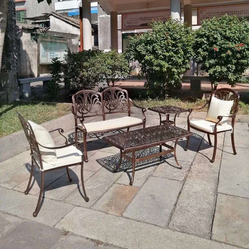 for Anti-rust Outdoor Cast Aluminum Sofa 5-Piece Set Balcony Courtyard Pavilion Villa Leisure Negotiation Tea Table and
