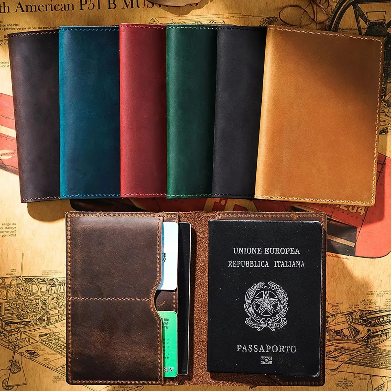 

Genuine Leather Travel Wallet with Passport Holder, Vintage Leather Passport Cover Handmade Passport Wallet Credit Card Purse