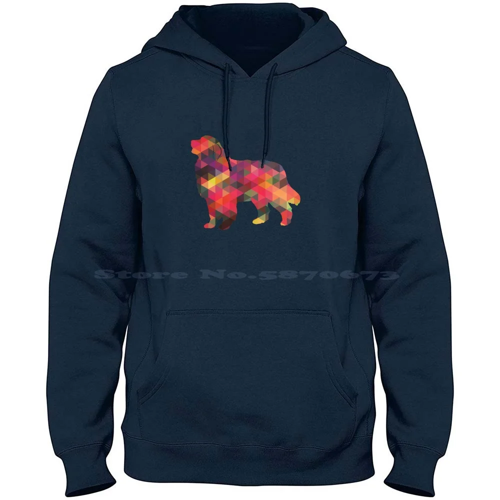 Great Pyrnees Dog Breed Geometric Pattern Silhouette Multi 100% Cotton Hoodie Breed Collection Tripoddog Great Pyrenees