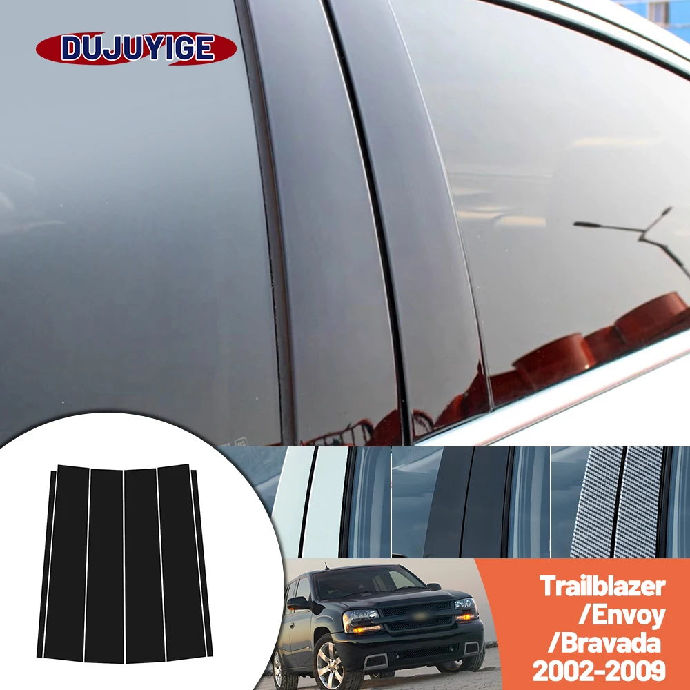 

Glossy Black Carbon Fiber Window Door Deal B C Pillar Post Cover For Chevrolet Trailblazer Envoy Bravada 2002-2009 2003 2004