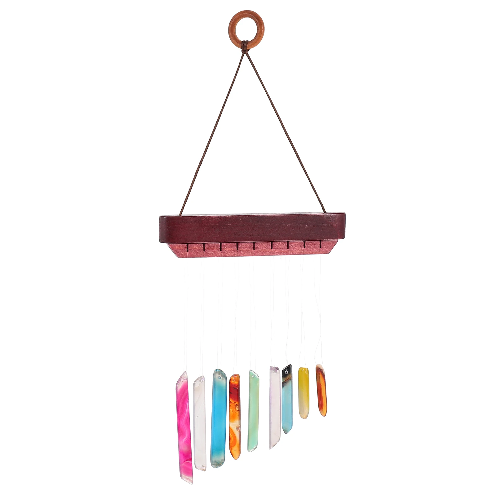 

Agate Stripe Chime Home Decorations Colorful Agate Stripe Wind Chime Wood Hanging Ornaments Scene Layout