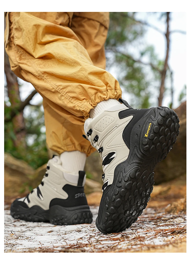 Herbst- und Winter-Herren-High-Top-Schuhe in Übergröße, Outdoor-Fleece-gefütterte Warme Schneesportschuhe, mit Komfortablem und Hautfreundlichem Futter, Hervorragender Griffigkeit, Geeignet für Outdoor-Aktivitäten und den Täglichen Arbeitsweg – Detail 11