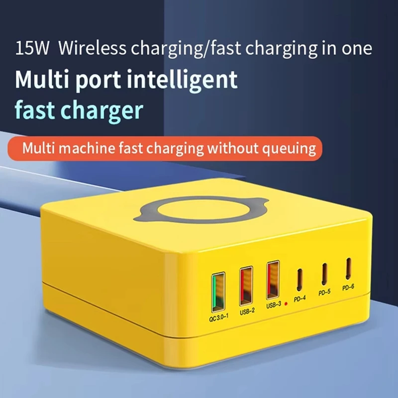 Super Sale 140W Charging Station with Retractable USB-C Cable Fast Charger for Tablet PC Phones Multiple Devices UK Plug