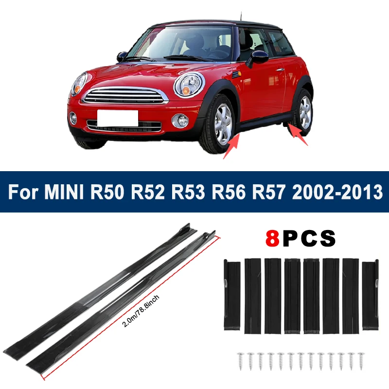 

2m Sectional Side Skirt Extension Lips For MINI R50 R52 R53 R56 R57 2002-2013 - Racing Side Spoiler Car Modified Body Kit
