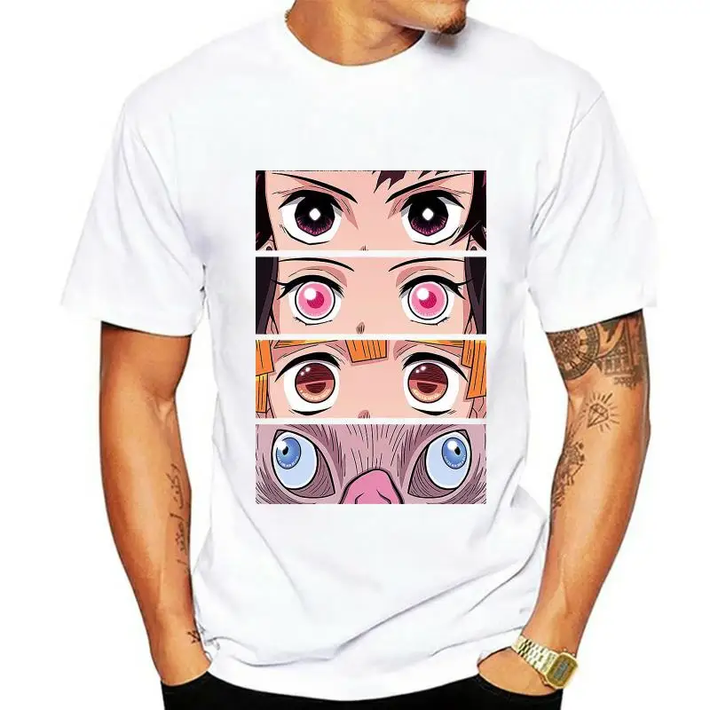 Camiseta negra Tanjiro Nezuko Zenitsu Inosuke Eyes Kimetsu No Yaiba Demon Slayer