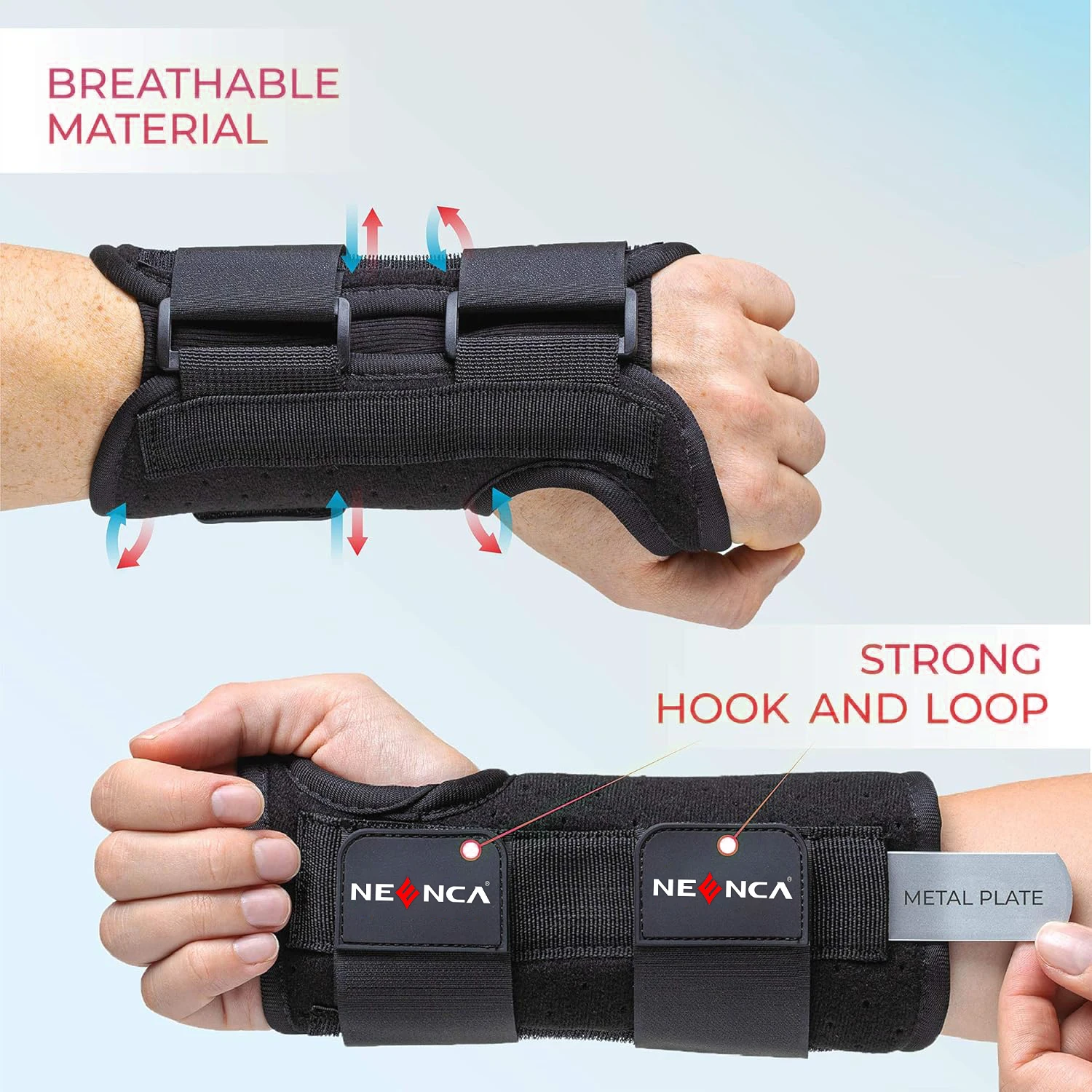 Wrist Brace Support with 2 Straps and Metal Splint Stabilizer Relieve Tendinitis Arthritis Carpal Tunnel Pain for Men Women