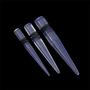 2pcs Bening Putih Hitam Terowongan Telinga Lancip Plug Tandu Expander Gauge Anting-Anting 1.6-24mm Akrilik Peregangan Tindik Tubuh Perhiasan 10 pengukur hitam penjualan terbaik - №