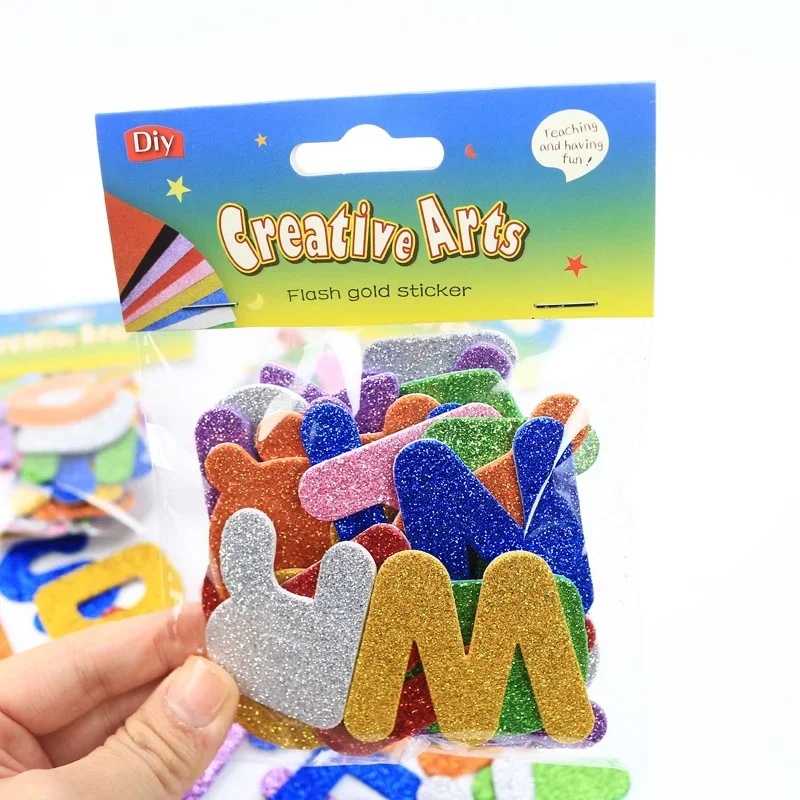 26pcs Glitter Foam Stickers, Self-Adhesive Alphabet Letters for Kids Greeting Cards Home Classroom Decoration DIY Crafts, 4.5cm