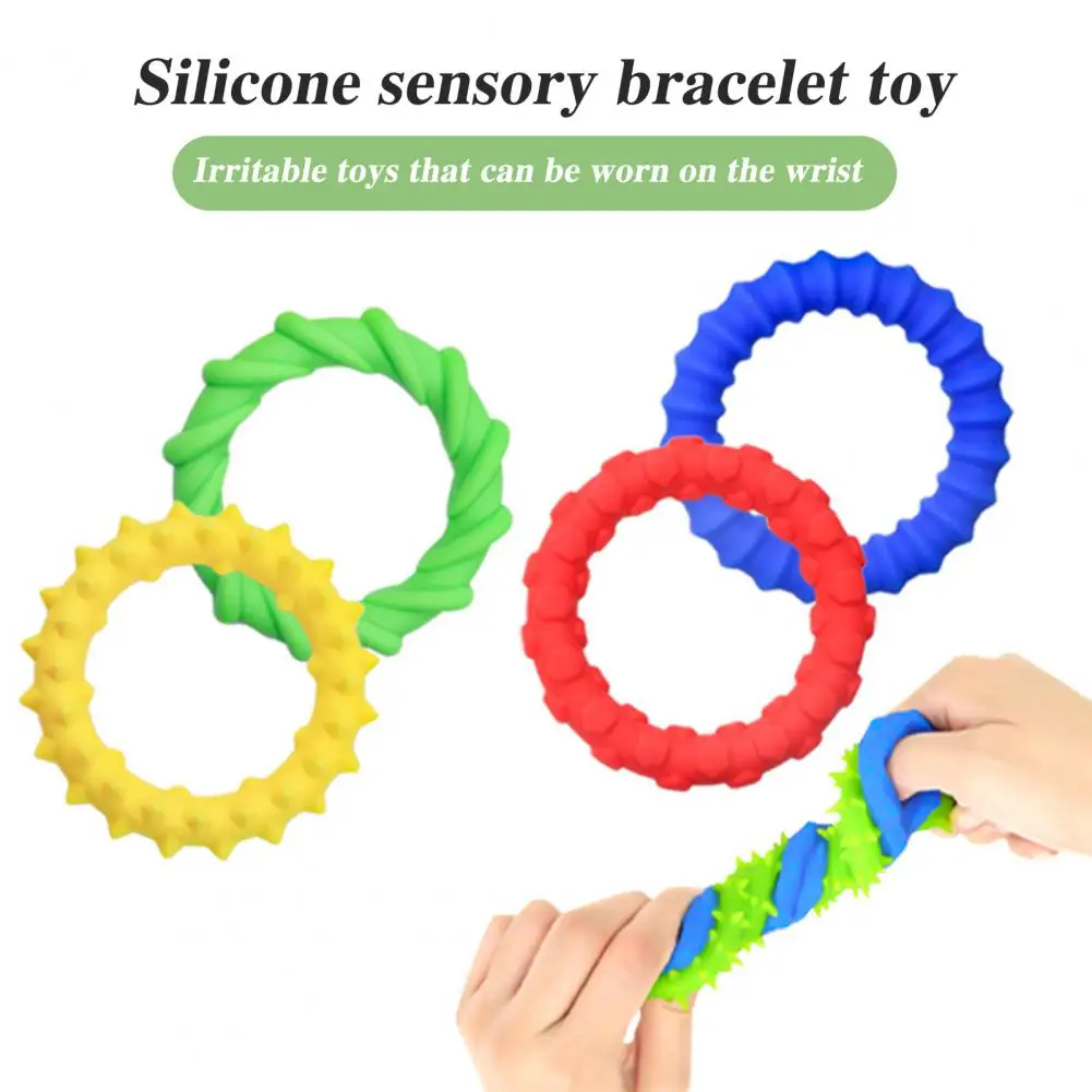 Set di braccialetti con bracciale strutturato Set di braccialetti in silicone per alleviare l'ansia Riduzione dello stress Fidget strutturato per bambini da viaggio