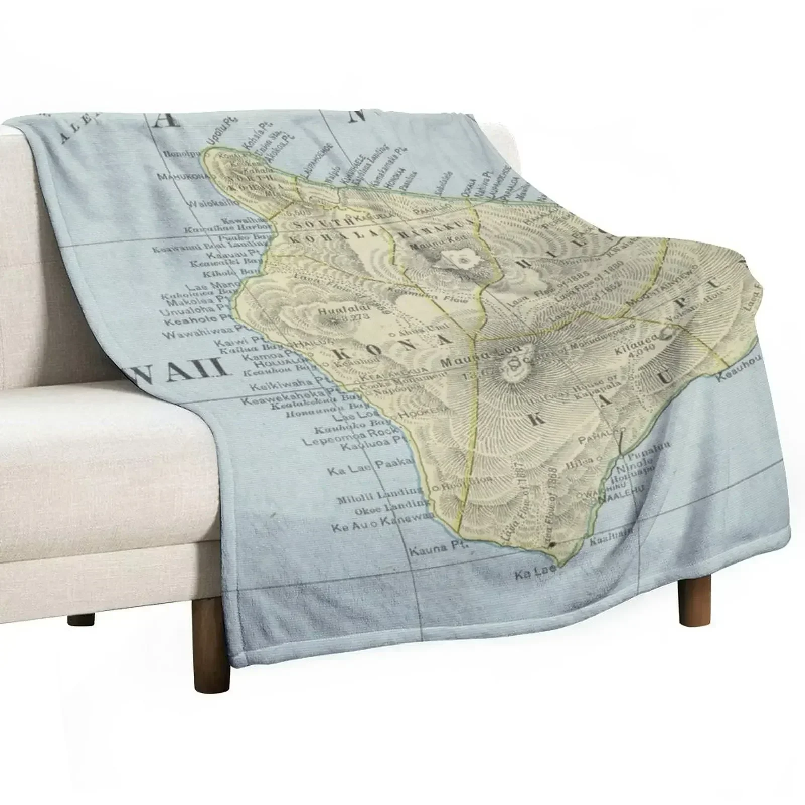 Vintage Map of Hawaii Island (1901) Throw Blanket Luxury Throw Sofa wednesday valentine gift ideas Cute Weighted Blankets