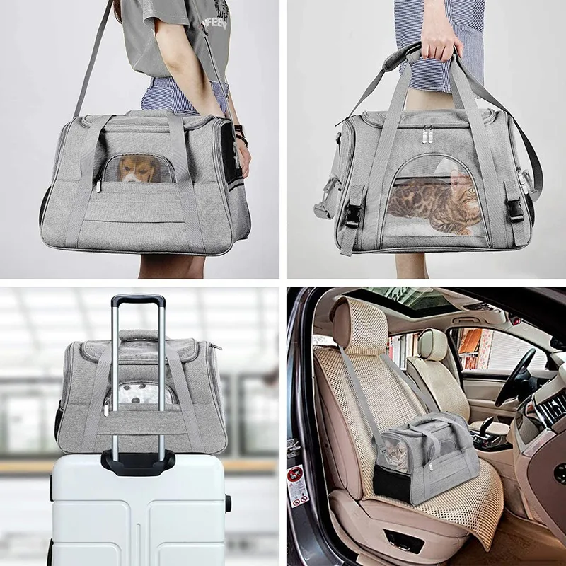 Cat Bags Soft-Sided Portable Dog Carrier Mesh Breathable Foldable Cats Handbag Travel Pet Bag Transport