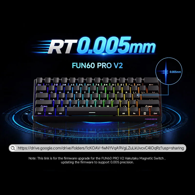 Akko MonsGeek Machanical Keyboard FUN60 PRO V2 HE Magnetic Keyboard Magnetic Switch Rapid Trigger 0.005mm 8K 60% Custom Gaming