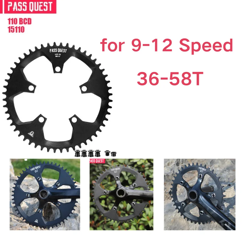 PASS QUEST 110bcd Five Claw Crank Road Bike Single Disc Folding Positive and Negative Teeth Hollow Ultra Light Tooth Disc