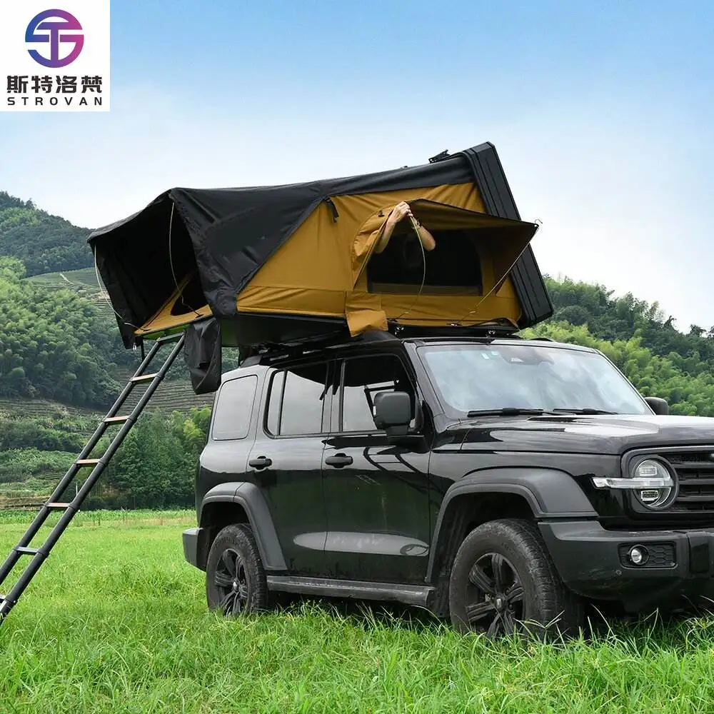 

STLF LZS 2025 Outdoor 4 Person Side Fold Out 2XL Hard Shell Aluminum Waterproof Four-season Rooftop Tent Side Opening Hybrid wit