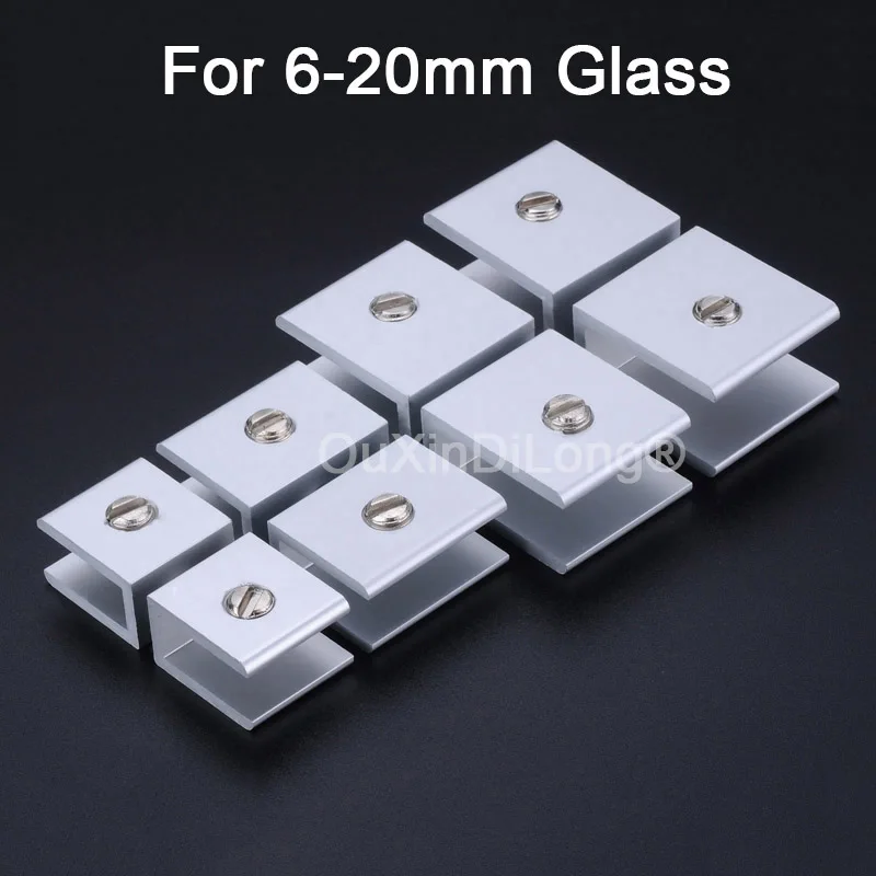 

10PCS Glass Clamps Aluminum Alloy Shelves Holder Corner Brackets U Clamp Thick Glass Clips for 6-8/8-10/10-12mm Shelf GF1071