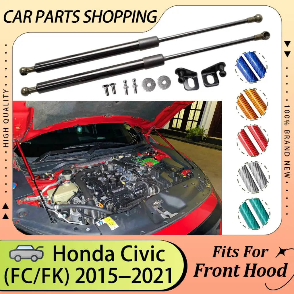 Hood Lift Support For Honda Civic 10th Generation FC FK 2015-2021 Front Bonnet Gas Struts Spring Piston Shock Dampers Cylinders