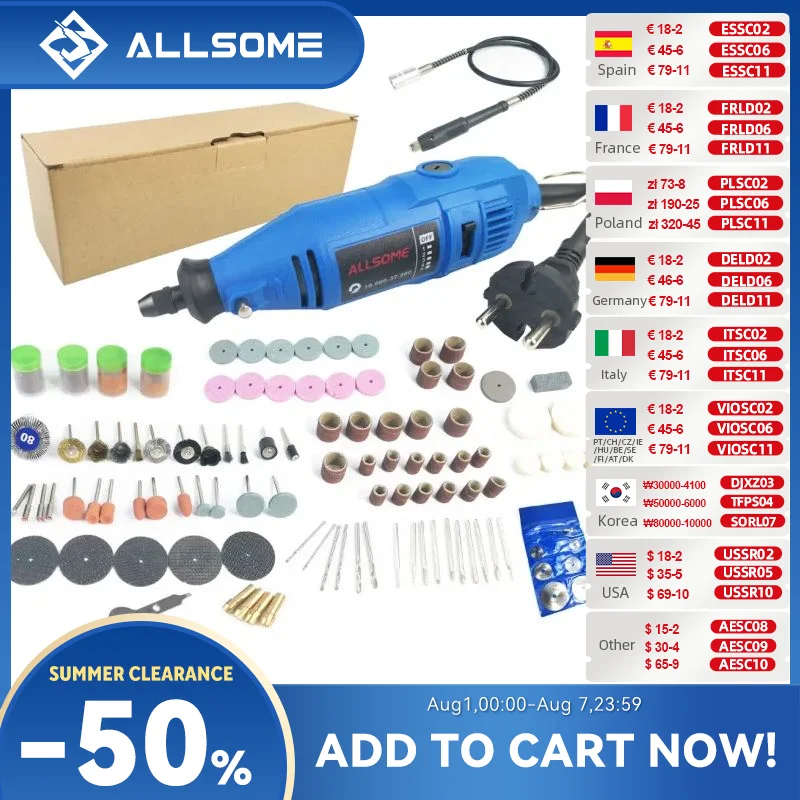 ALLSOM 180W Electric Dremel Engraving Mini Drill polishing machine Variable Speed Rotary Tool with 148pcs accessories HT2831