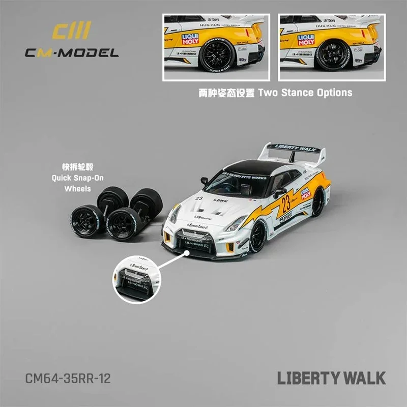 

CM 1:64 Alloy Toy Model Car LBWK Refitting GT-R R35 Silhouette 35GT-RR 3.0 Flash No.23 Sport Vehicle