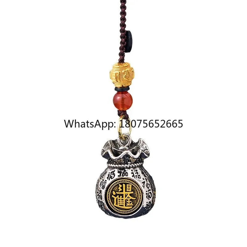 Twelve zodiac signs bring in gold and hundred blessings money bag rotatable pendant