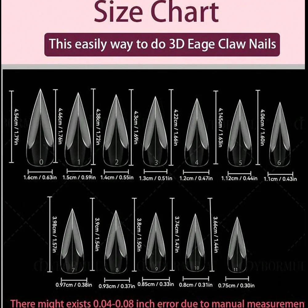 120 ชิ้น 3D โค้ง Stiletto เล็บ Dual รูปแบบ Eagle Claw Hawk Curve เล็บปลอมรูปแบบเต็มรูปแบบเล็บอะคริลิค Art Extension เคล็ดลับแม่พิมพ์
