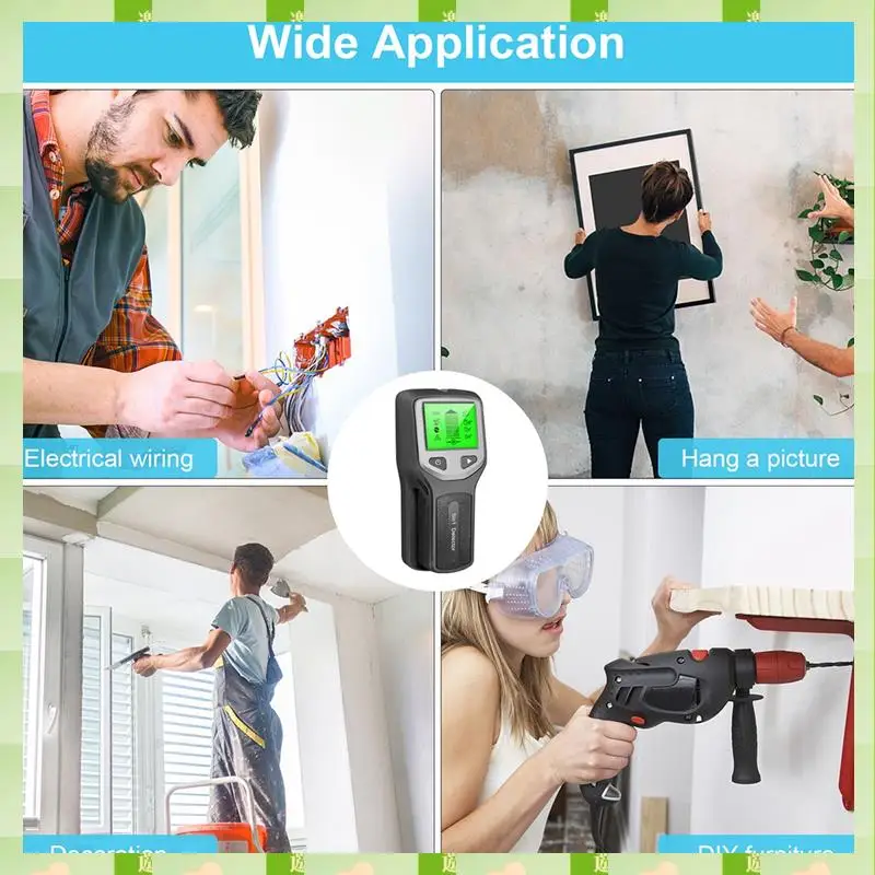 2025 5-In-1 Studs Metal Detector Wall Scanner AC Wood Finder Cable Wires Depth Tracker Electric Box Finder Wall Detector Durable