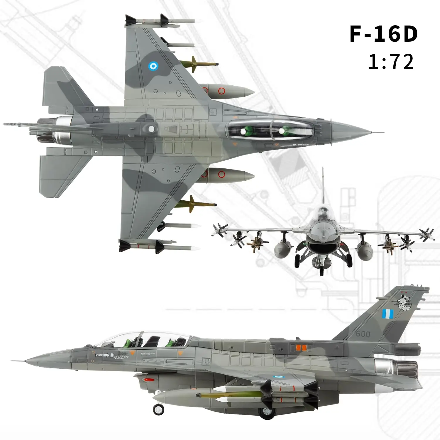 1:72 군용 모델 비행기 F-16D Mira 팬텀 합금 비행기 모델, 컬렉션 및 선물용 모델 비행기
