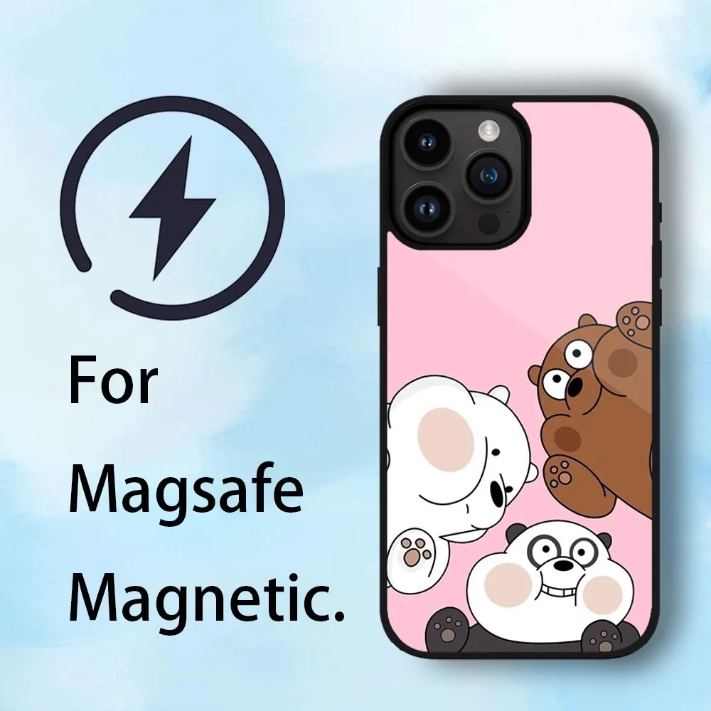 Kawaii Bears Phone Case For iPhone 11 12 13 14 15 Max Plus Phone Magnetic for Macsafe Cases Cover