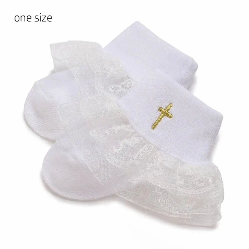 Cotton Lace Socks Soft White Baptism Baby Socks Breathable 0-18 Month Photography Prop Sock Infant