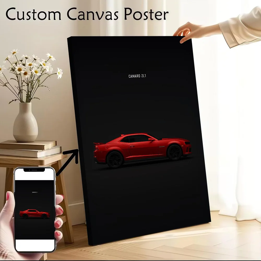 Sports Camaro ZL1 Red Car Poster Canvas Wall Art Personalized Print Modern Painting Perfect Gift for Decorative Picture Bedroom