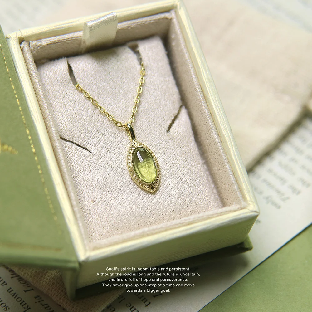 

Ожерелье Elessa с натуральным перидотом — позолоченное чистое серебро, элегантный минимальный дизайн, подарок с камнем на удачу для женской повседневной носки