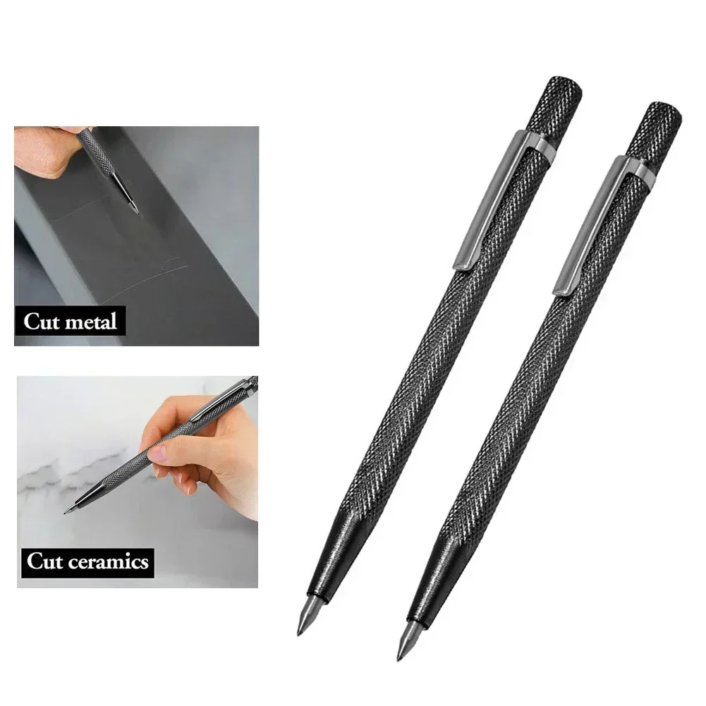 2pc Tungsten Carbide Scriber Pen Metal Wood Cutting Marker Pencil Engraving Pen For Ceramic Wood Carving Glass Tile Cutting Tool