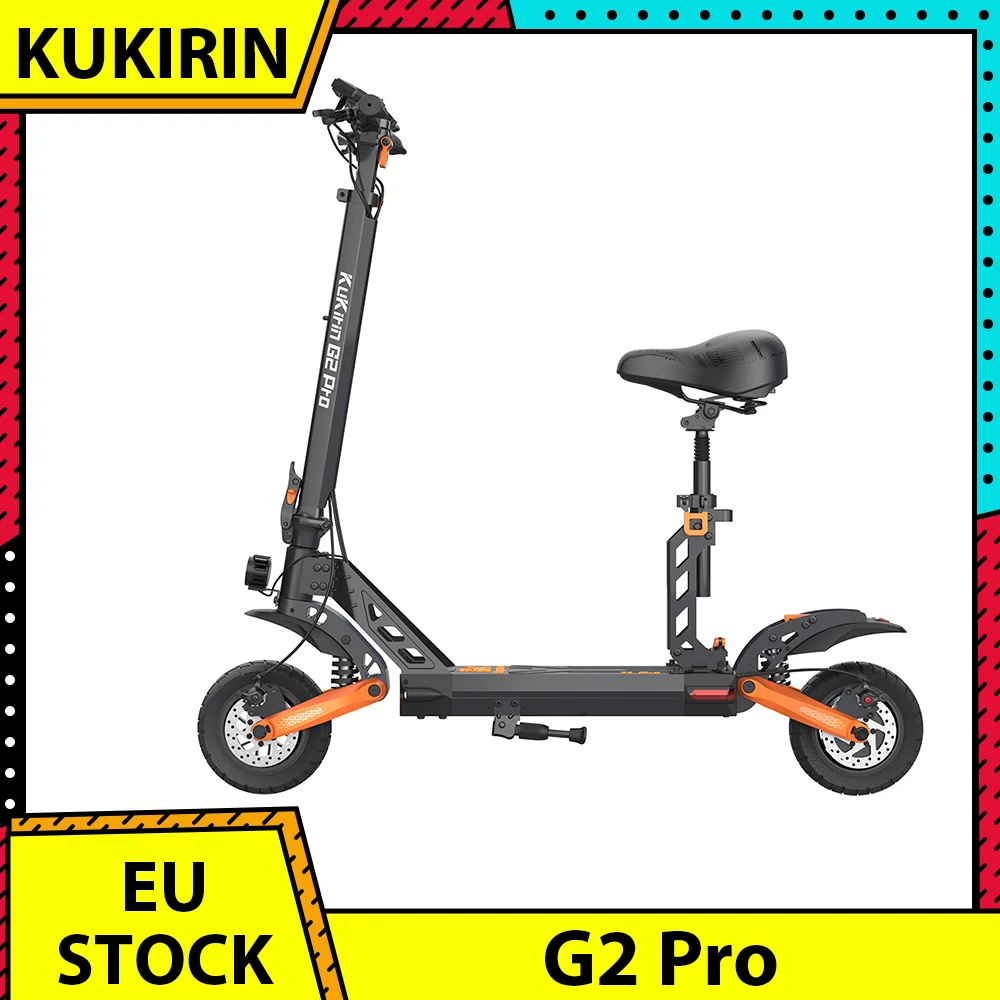 KuKirin G2 Pro Folding Electric Scooter 600W Brushless Motor 9 Inch Pneumatic Tire 48V 15AH Battery Max Speed 45km/h with Seat