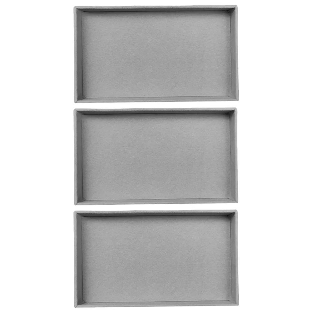 

3pcs Fleece Jewelry Trays Stackable Organizer Display Stand for Rings Earrings Necklaces Bracelets Storage Decor