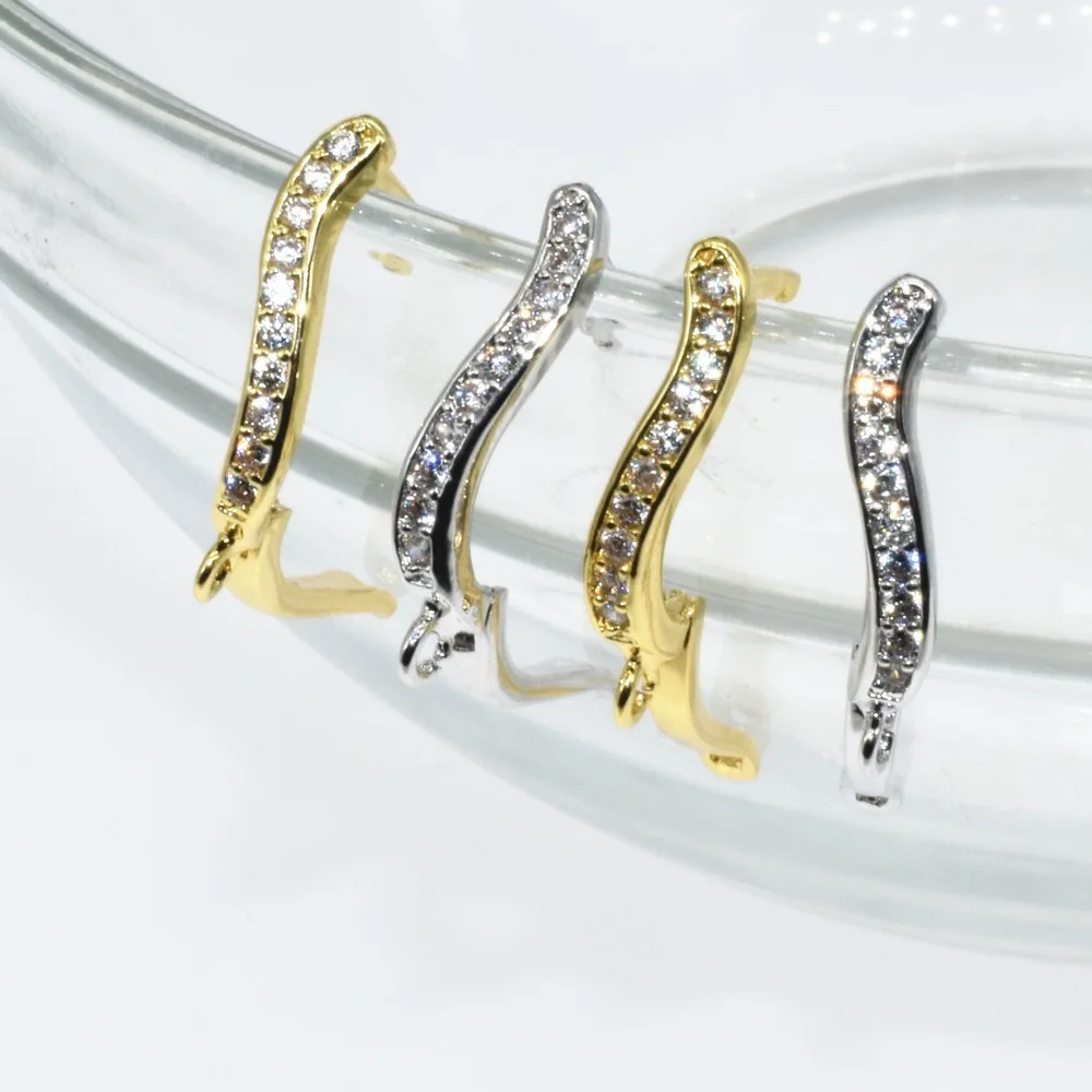 Never Fades Real Gold Plating Left and Right U-shaped Earrings DIY Temperament Accessories Zircon Studded Flash Drill 10*20mm