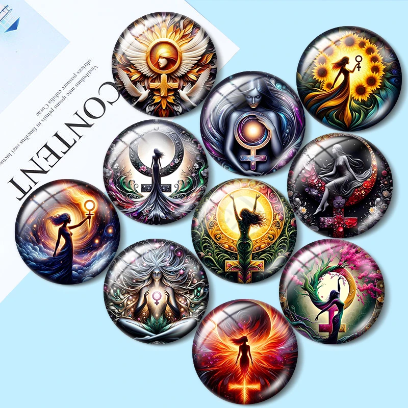 

International Women's Day 12mm/14mm/16mm/18mm/20mm/25mm Round Photo glass cabochon demo flat back Making findings