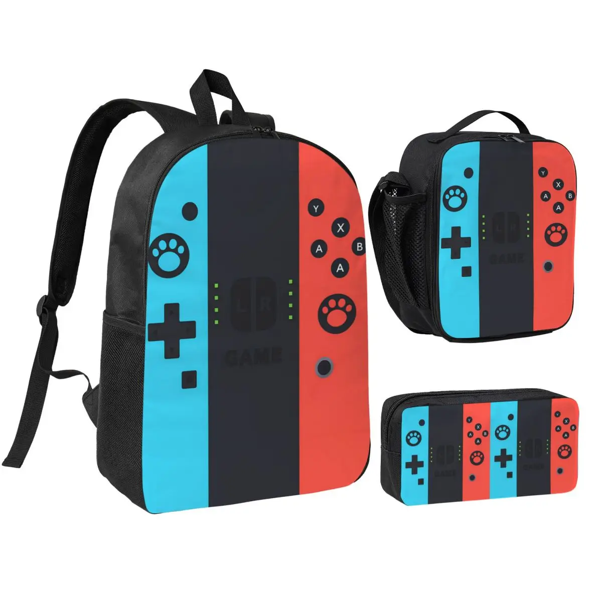 

Игровая консоль, 3 шт./компл., рюкзак для мальчиков и девочек, игровой плеер, холщовые сумки для колледжа, сумка для обеда, пенал