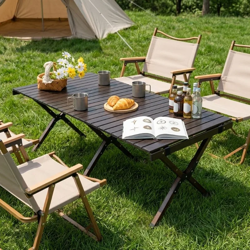 Mesa plegable portátil para preparar rollos de huevo, de 60/120 cm, ideal para acampar al aire libre, picnics, barbacoas, como mesa auxiliar, para tiendas de campaña, la playa, el jardín o como mueble para vehículos re
