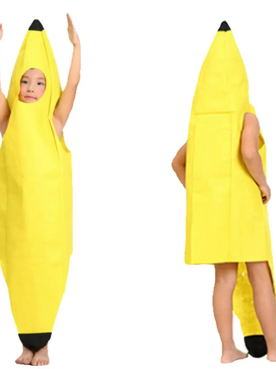 Costume di scena Banana Fruit Bambini Adulti loween Par ex Non tessuto Divertente vestito da spettacolo Abbigliamento da palcoscenico nazionale sei uno